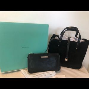 Tiffany & Co Small Black Suede Tote Bag